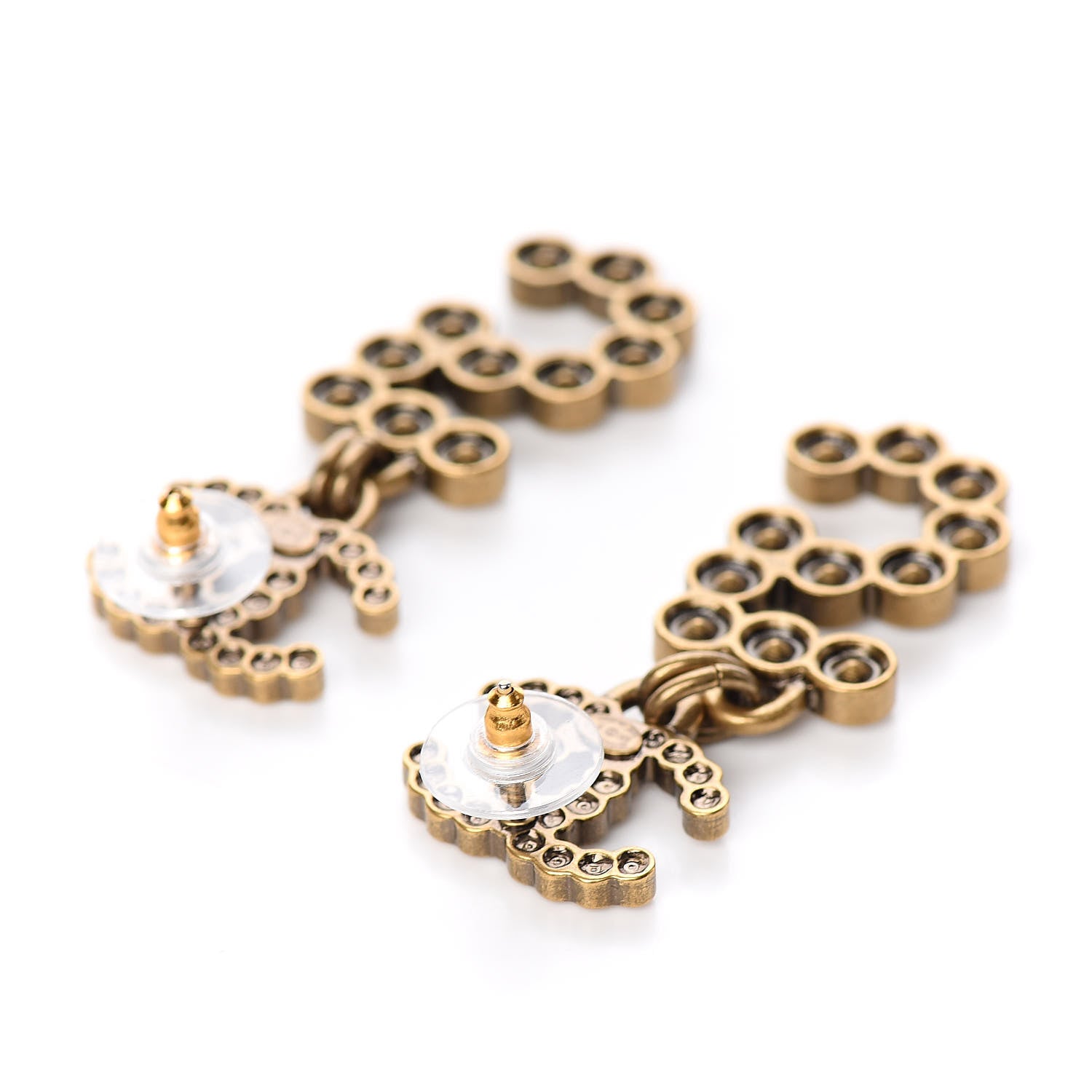 Chanel Metal Crystal City of Lights No 5 Drop Earrings Gold 3 of 5