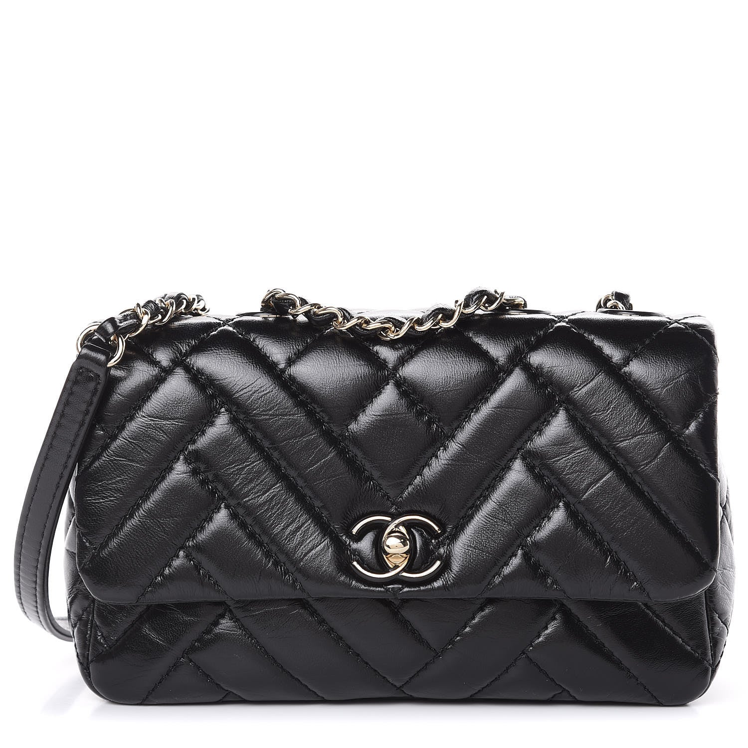 Chanel Shiny Lambskin Quilted Small Montcoco Flap Black 1 of 10