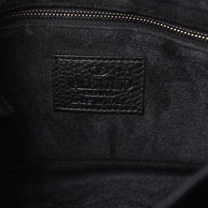 Valentino Garavani Pebbled Calfskin Turquoise Medium Guitar Strap Rockstud Rolling Flap Saddle Bag Black 7 of 11