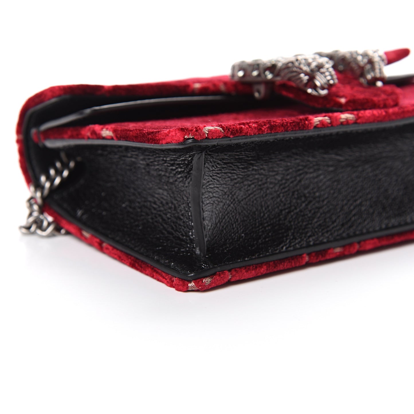 Velvet GG Monogram Super Mini Dionysus Shoulder Bag Red Cipria Black