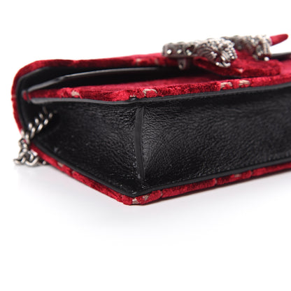 Gucci Velvet GG Monogram Super Mini Dionysus Shoulder Bag Red Cipria Black 7 of 9