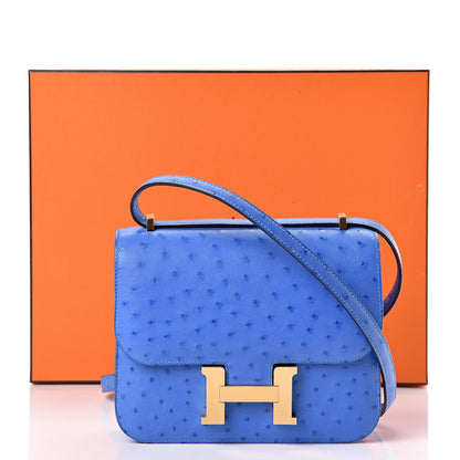 Hermes Ostrich Constance 18 Bleuet 10 of 11