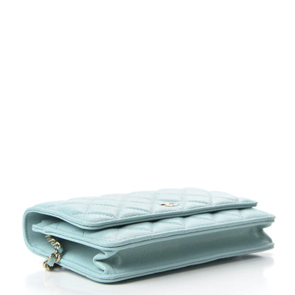 Chanel Caviar Quilted Wallet On Chain WOC Light Blue 4 of 10