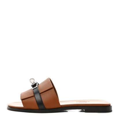 Hermes Calfskin Giulia Sandals 36 Naturel Black 1 of 9