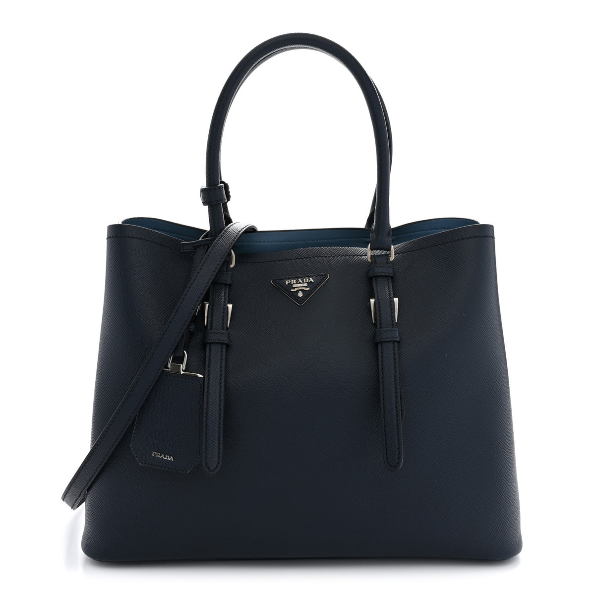 Prada Saffiano Medium Double Handle Tote Baltico Astrale 1 of 12