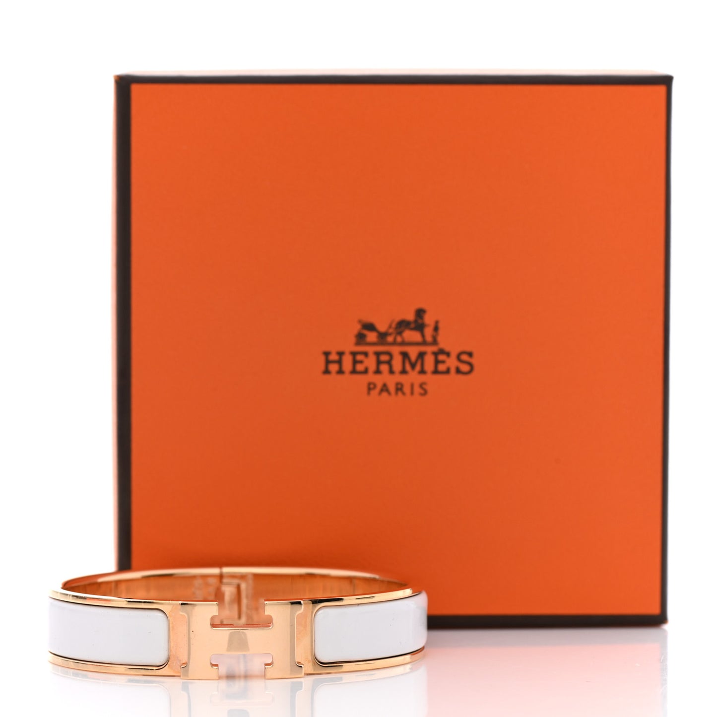 Enamel Narrow Clic Clac H Bracelet PM White