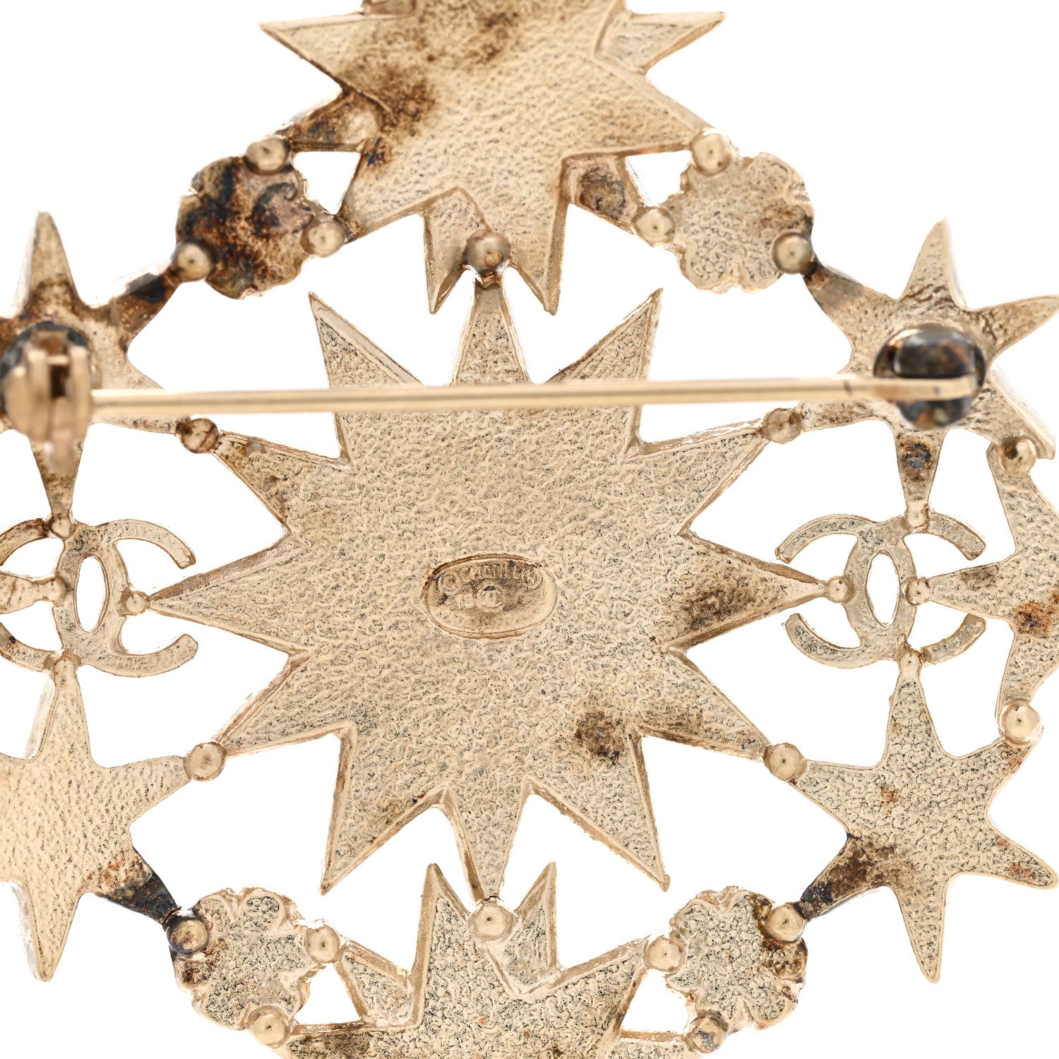 Chanel Pearl Crystal CC Star Brooch Gold 4 of 7