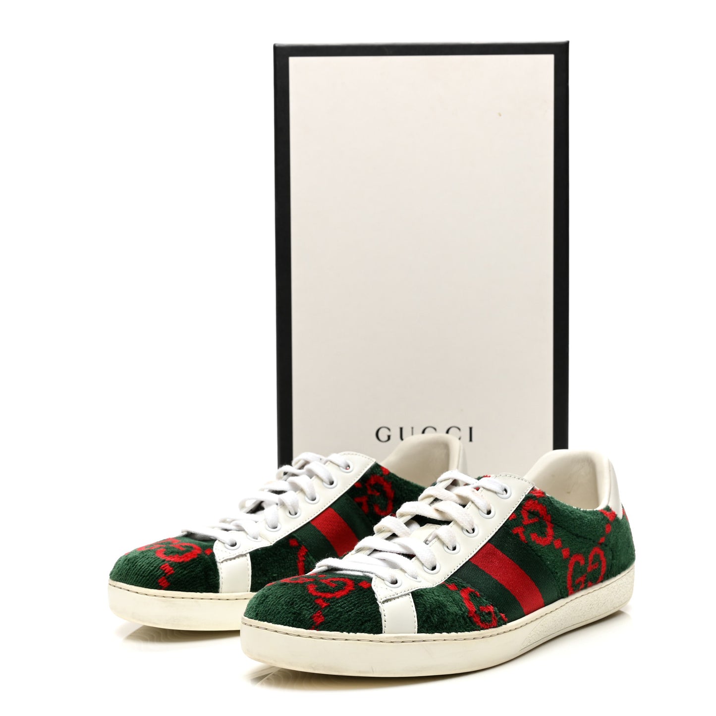 Covered Wool Big GG Monogram Mens Sneakers 8.5 Green Red
