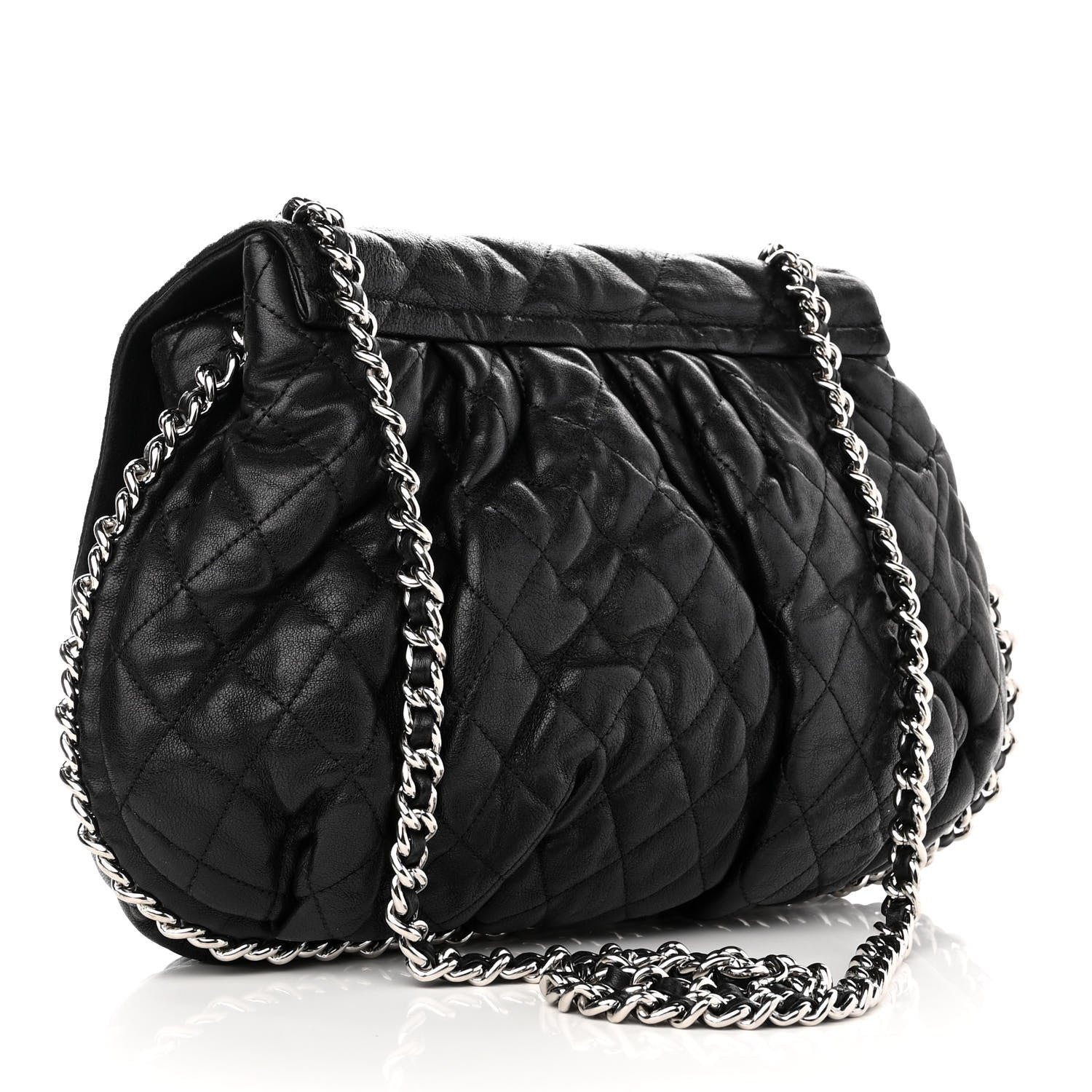 Chanel Washed Lambskin Quilted Large Chain Around Messenger Black 3 of 11
