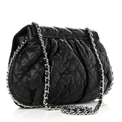 Chanel Washed Lambskin Quilted Large Chain Around Messenger Black 3 of 11