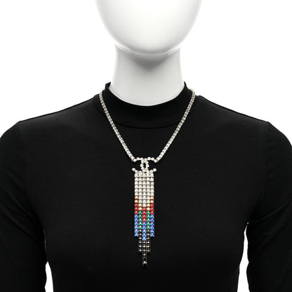 Chanel Crystal Skyline CC Necklace Blue Black Red 2 of 5
