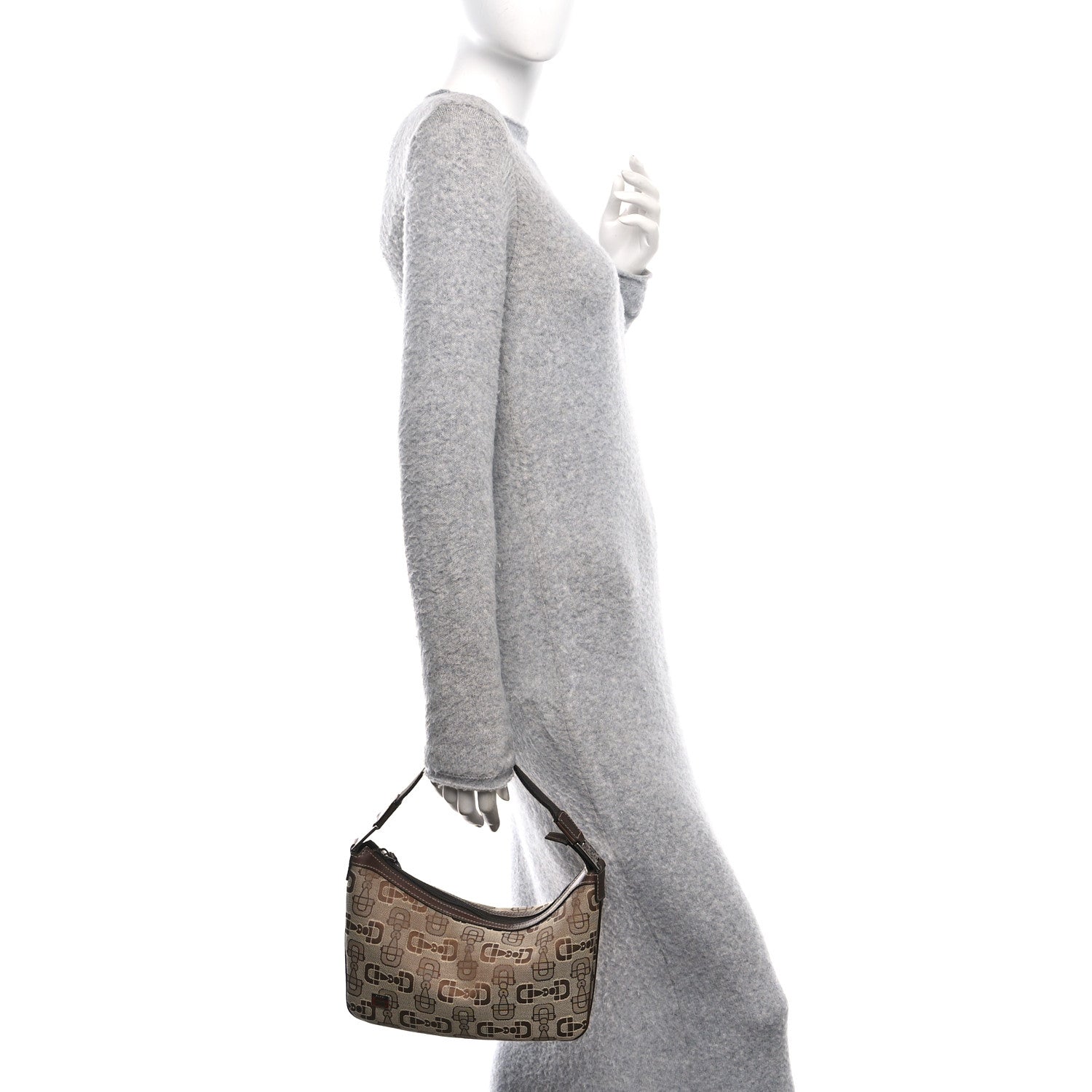 Gucci Canvas Horsebit Print Medium Pop Hobo Dark Brown 2 of 9