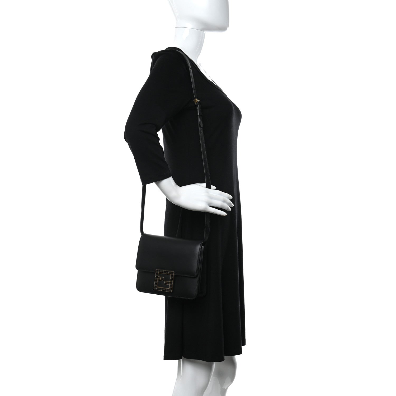 Fendi Vitello King Crystal Fab Crossbody Bag Black 2 of 11