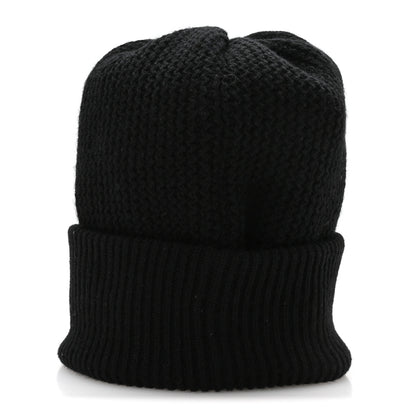 Chanel Cashmere Sequin Logo Beanie Hat Black Gold 6 of 9