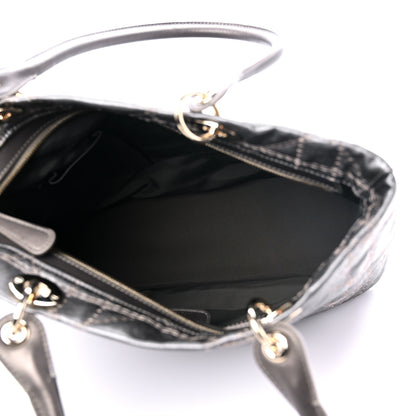 Christian Dior Coated Canvas Cannage Large Dior Soft Shopping Tote Grey 4 of 8