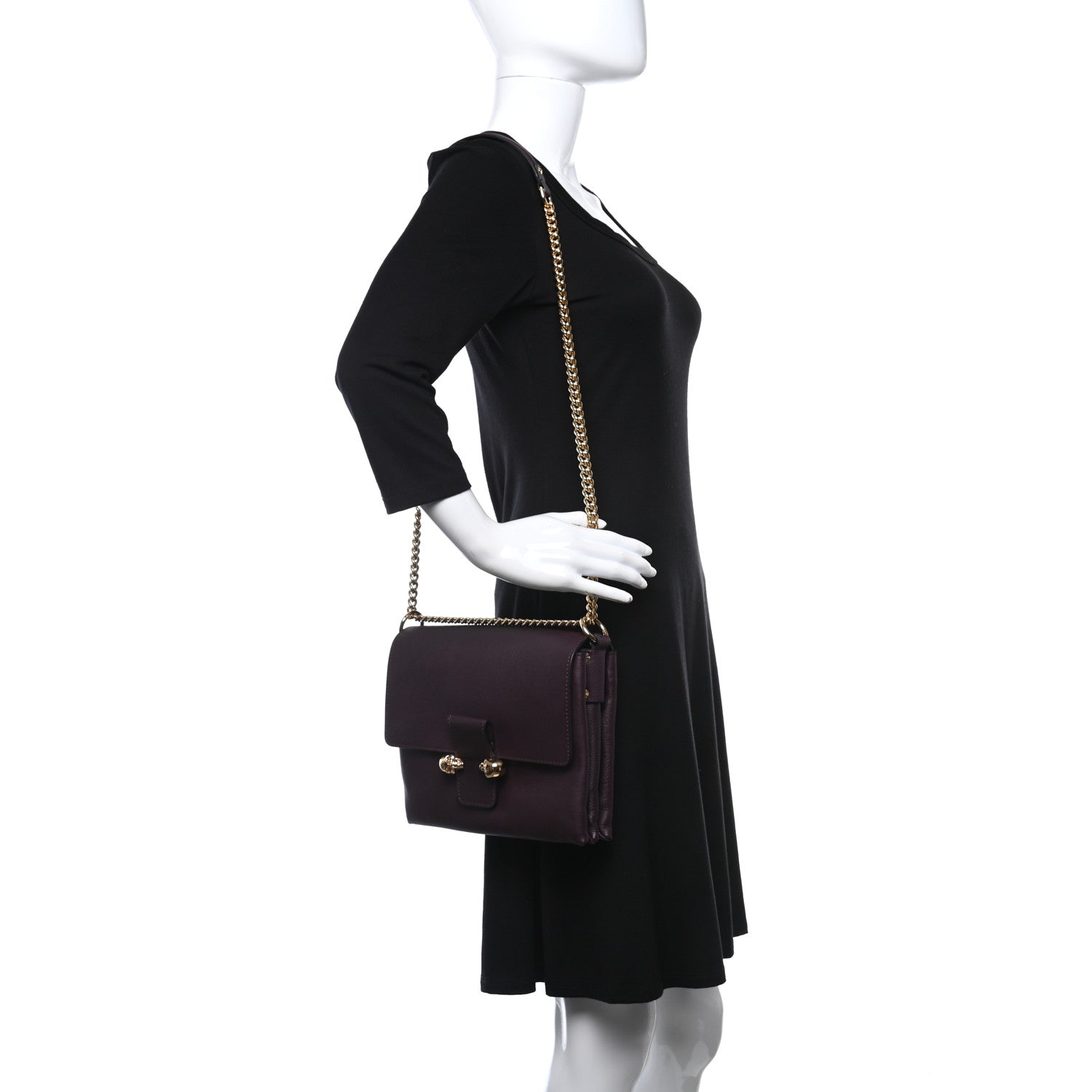 Alexander McQueen Calfskin Small Twin Skull Chain Crossbody Purple 2 of 9