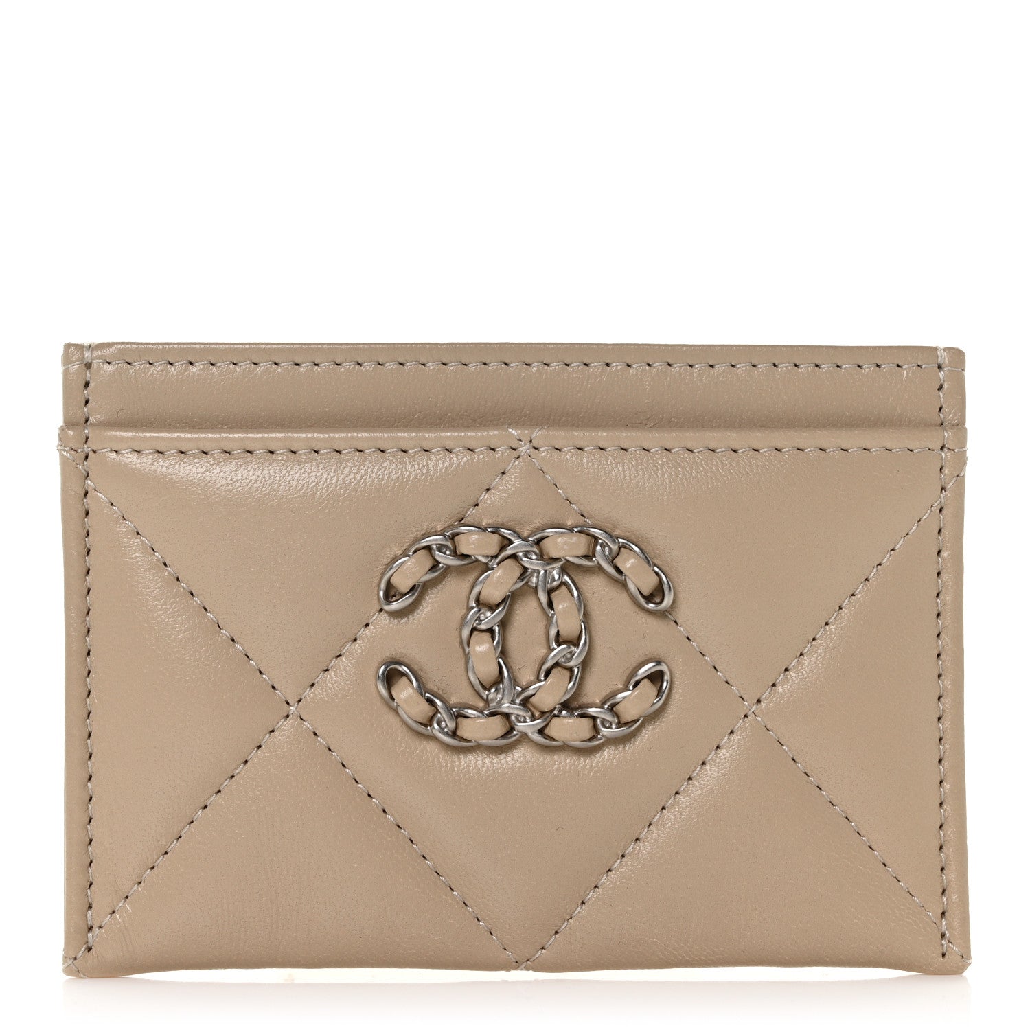 Chanel Goatskin Quilted 19 Card Holder Beige 1 of 8