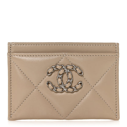 Chanel Goatskin Quilted 19 Card Holder Beige 1 of 8