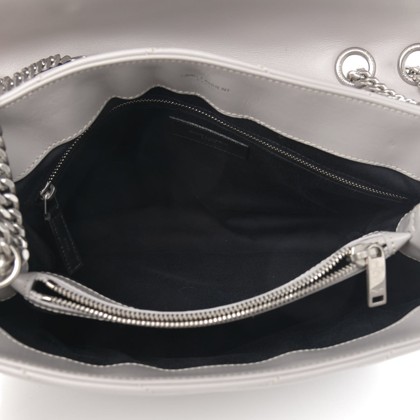 Calfskin Y Quilted Monogram Medium Loulou Chain Satchel Light Gray