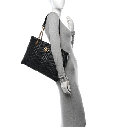 Gucci Vintage Calfskin Matelasse Medium GG Marmont Slim Tote Black 2 of 10