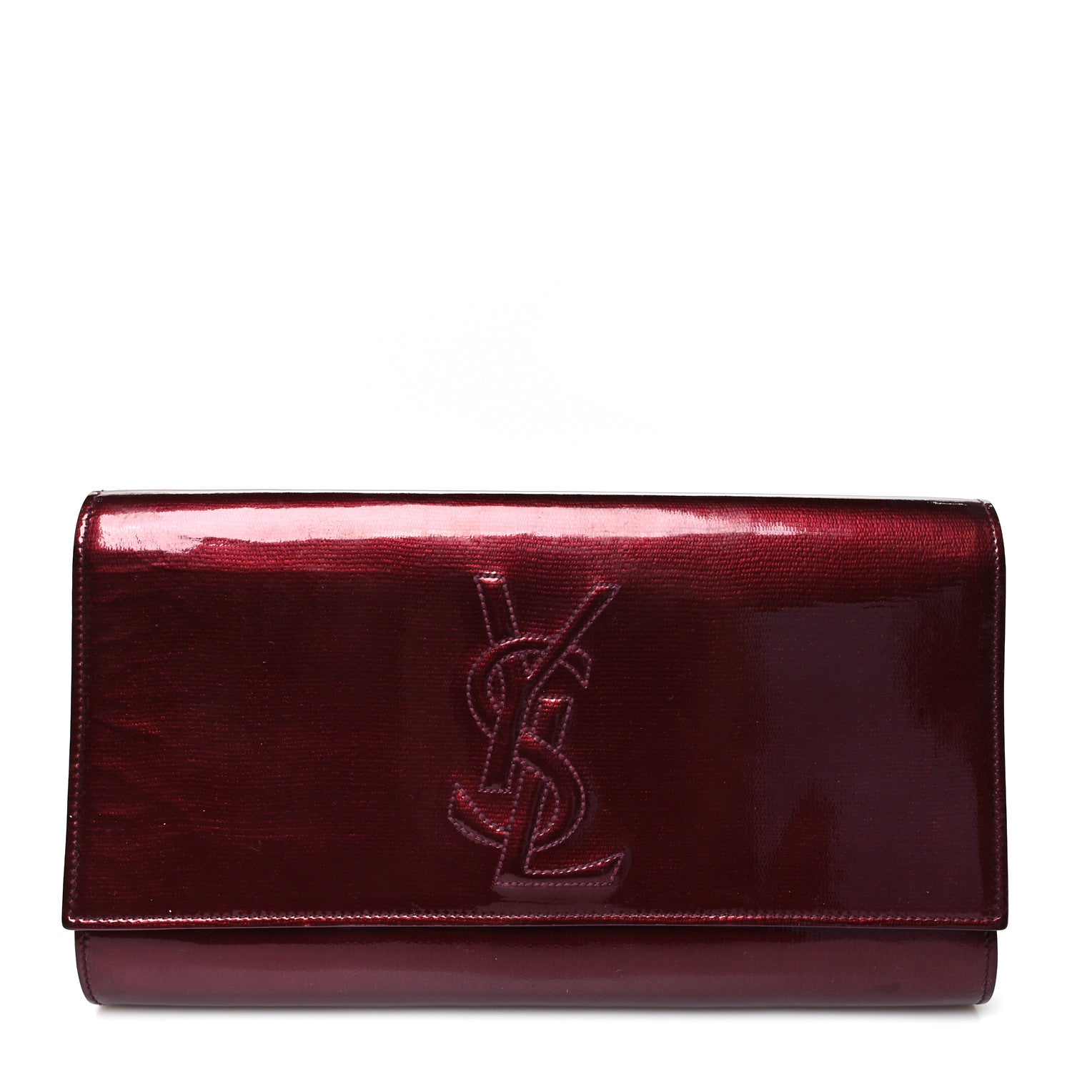 Saint Laurent Textured Patent Large Belle De Jour Clutch Purple 1 of 14