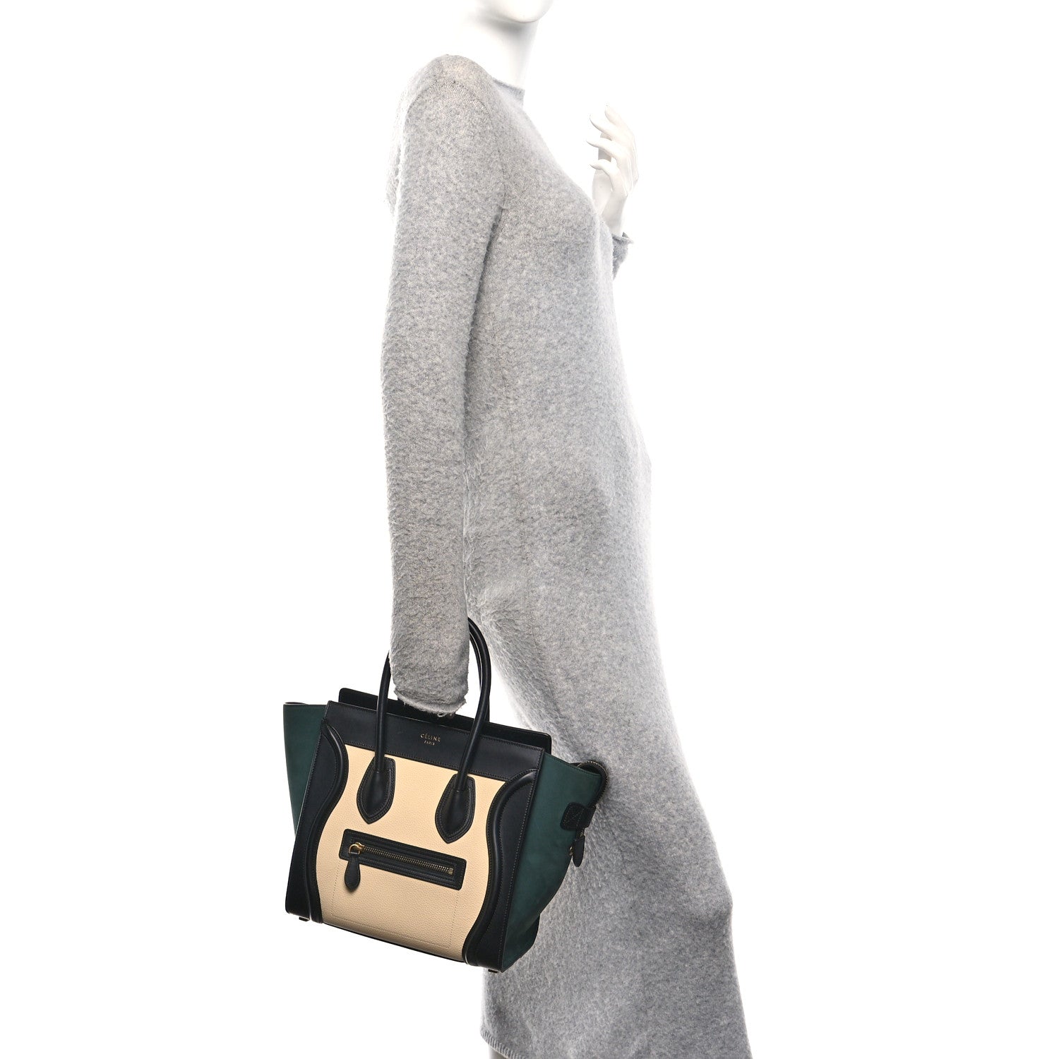 Celine Baby Grained Calfskin Nubuck Micro Tri-Color Luggage Teal 2 of 10