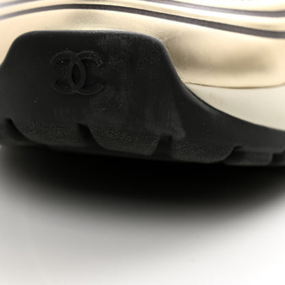 Chanel Fabric Laminated Calfskin Stretch CC Sneakers 39 White Gold Silver 10 of 11