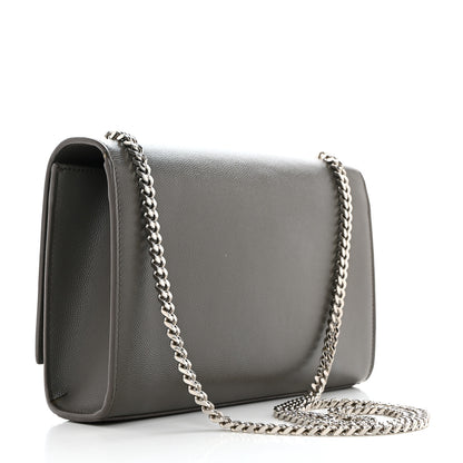 Saint Laurent Grain De Poudre Medium Classic Monogram Kate Satchel Earth Grey 2 of 11