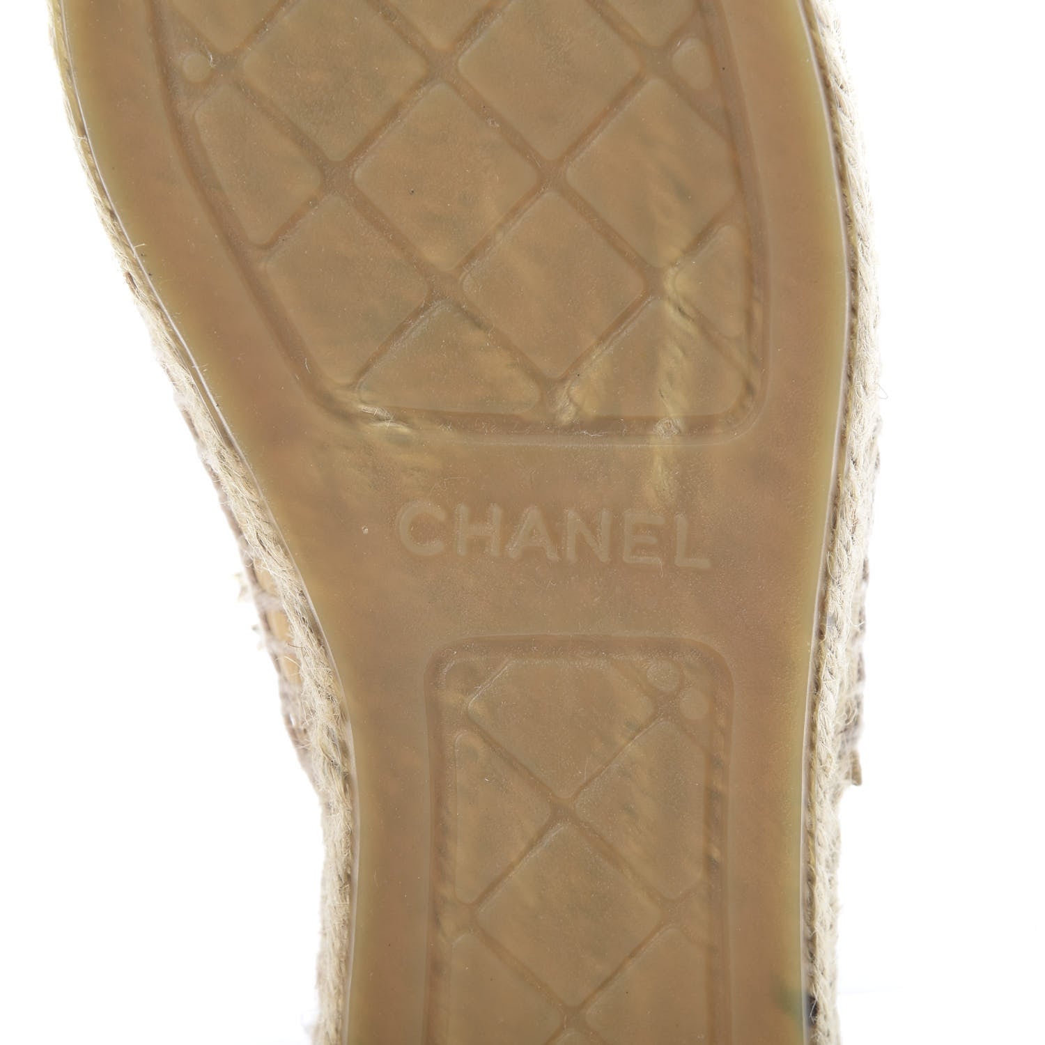 Chanel Lambskin Grosgrain Quilted CC Chain Espadrille Mules 39 Beige Black 7 of 11