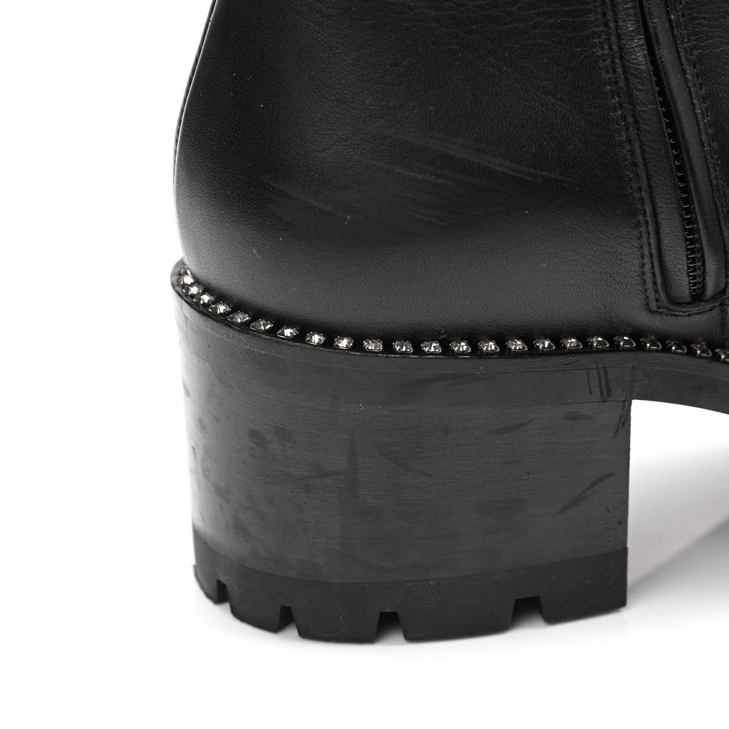 Grained Calfskin Crystal Embellished Mava Boots 40 Black