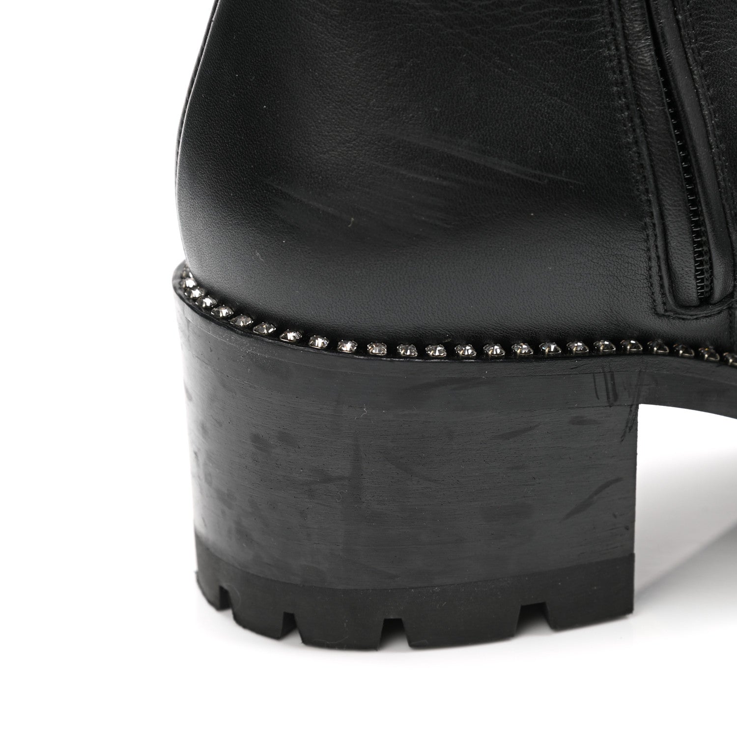 Jimmy Choo Grained Calfskin Crystal Embellished Mava Boots 40 Black 10 of 11