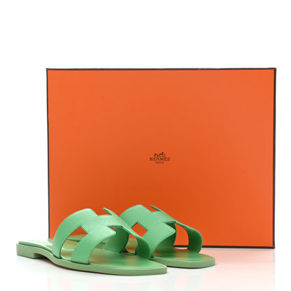Hermes Epsom Oran Sandals 37 Vert Pomme 9 of 9