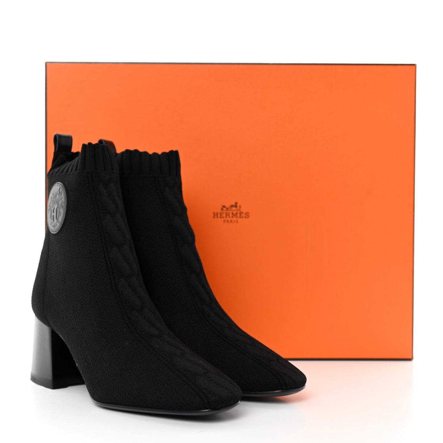 Knit Calfskin Volver Ankle Boots 35 Black