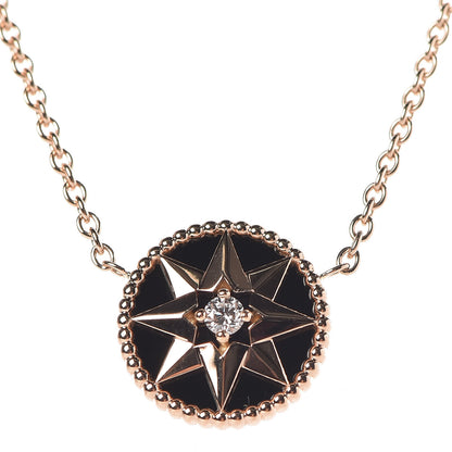 Christian Dior 18K Rose Gold Diamond Black Onyx Rose Des Vents Necklace 4 of 7