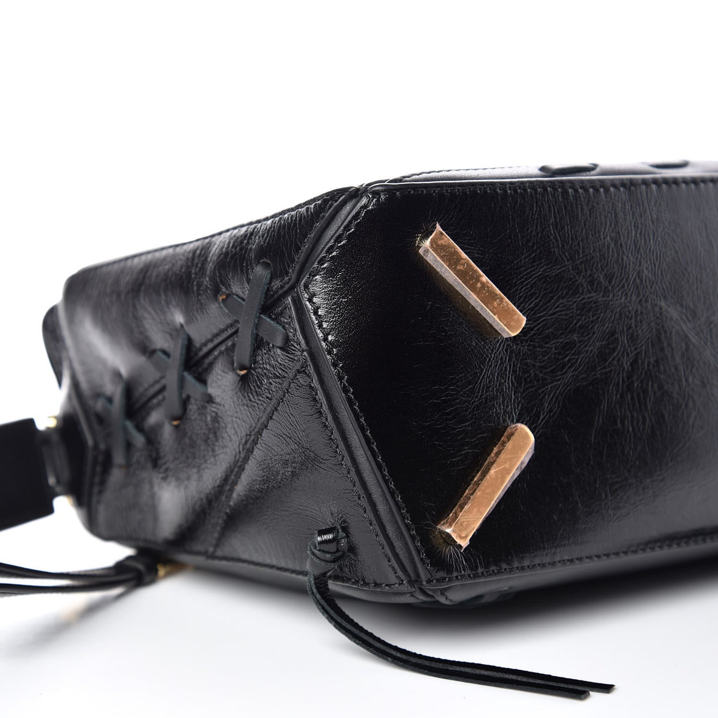 Calfskin Small Whipstitch Puzzle Bag Black