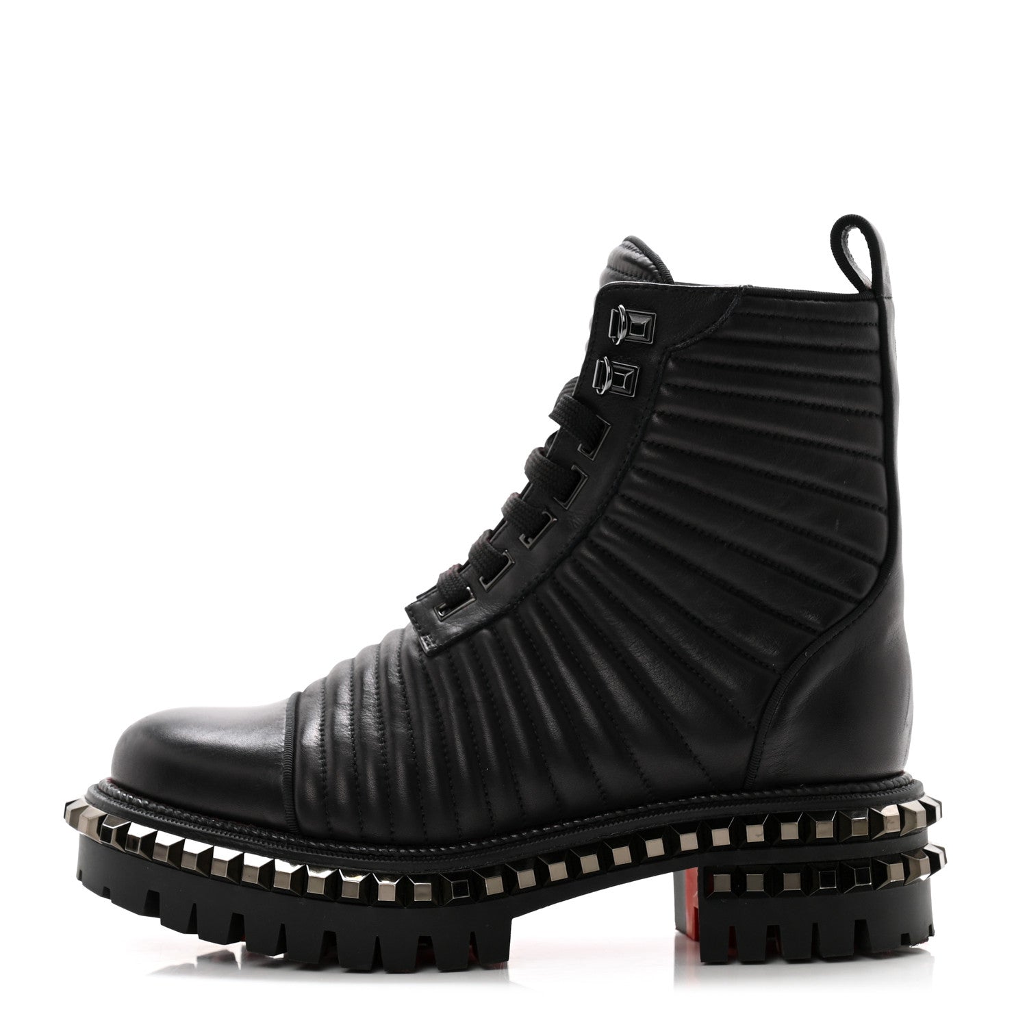 Christian Louboutin Calfskin Quilted Yetota Combat Boots 37 Black 1 of 9