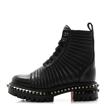 Christian Louboutin Calfskin Quilted Yetota Combat Boots 37 Black 1 of 9