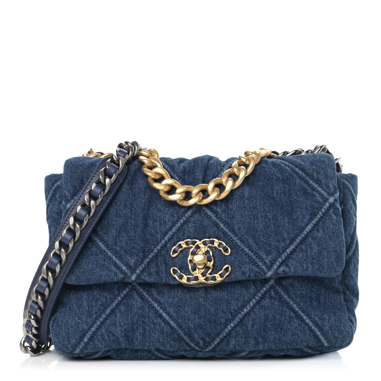 Chanel Denim Quilted Medium Chanel 19 Flap Blue 1 of 10