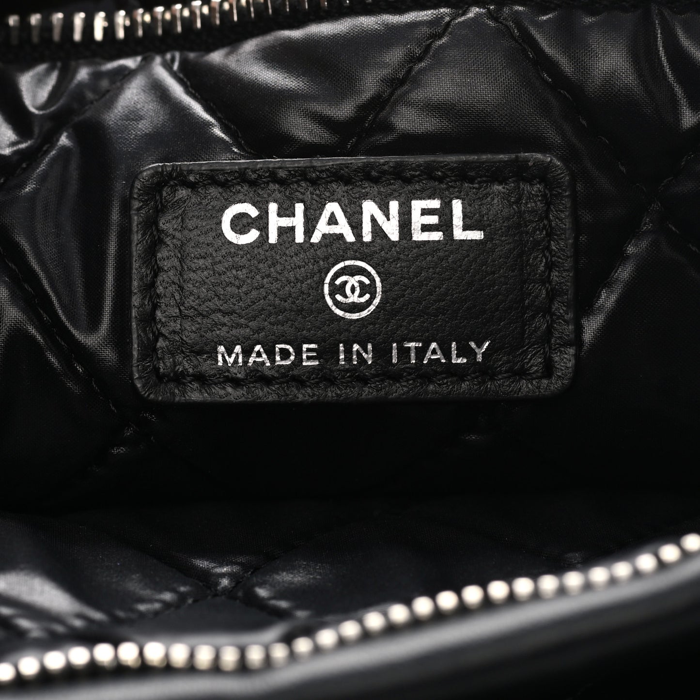 Patent Calfskin Quilted Beauty CC Clutch Black