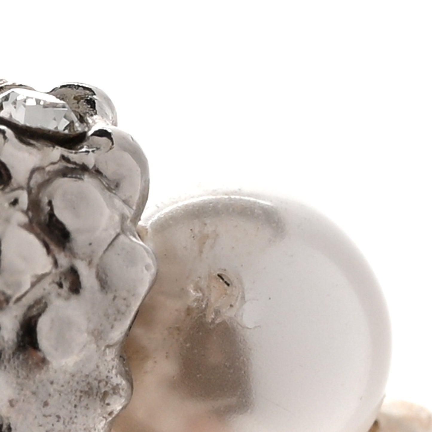 Crystal Pearl CC Clip On Earrings Silver Black