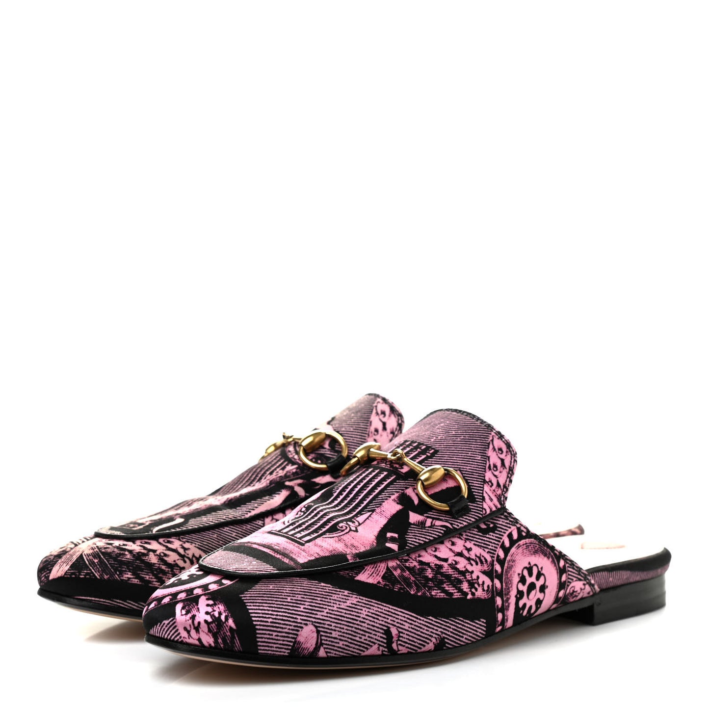 Silk Satin Saint Romain Womens Princetown Slippers 36 Pink Black