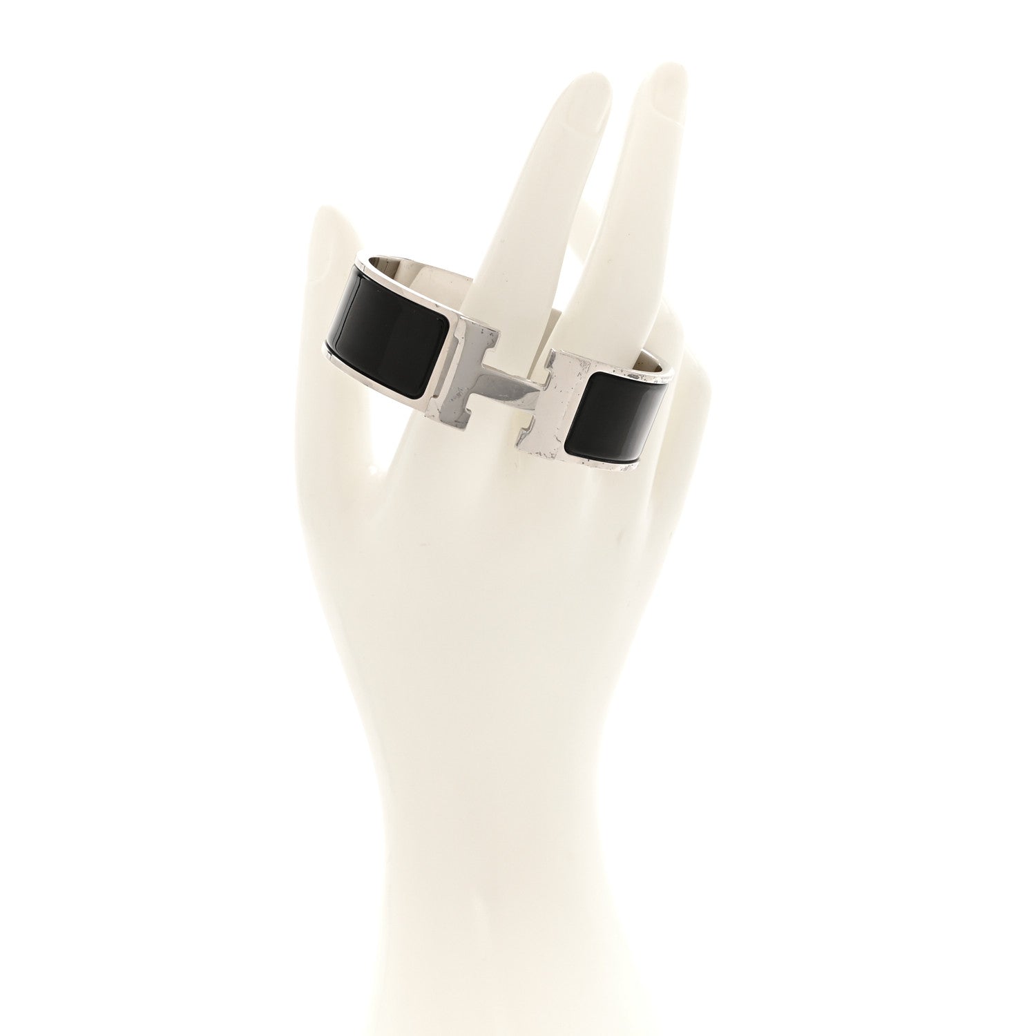 Hermes Enamel Wide Clic Clac H Bracelet GM Black 2 of 5