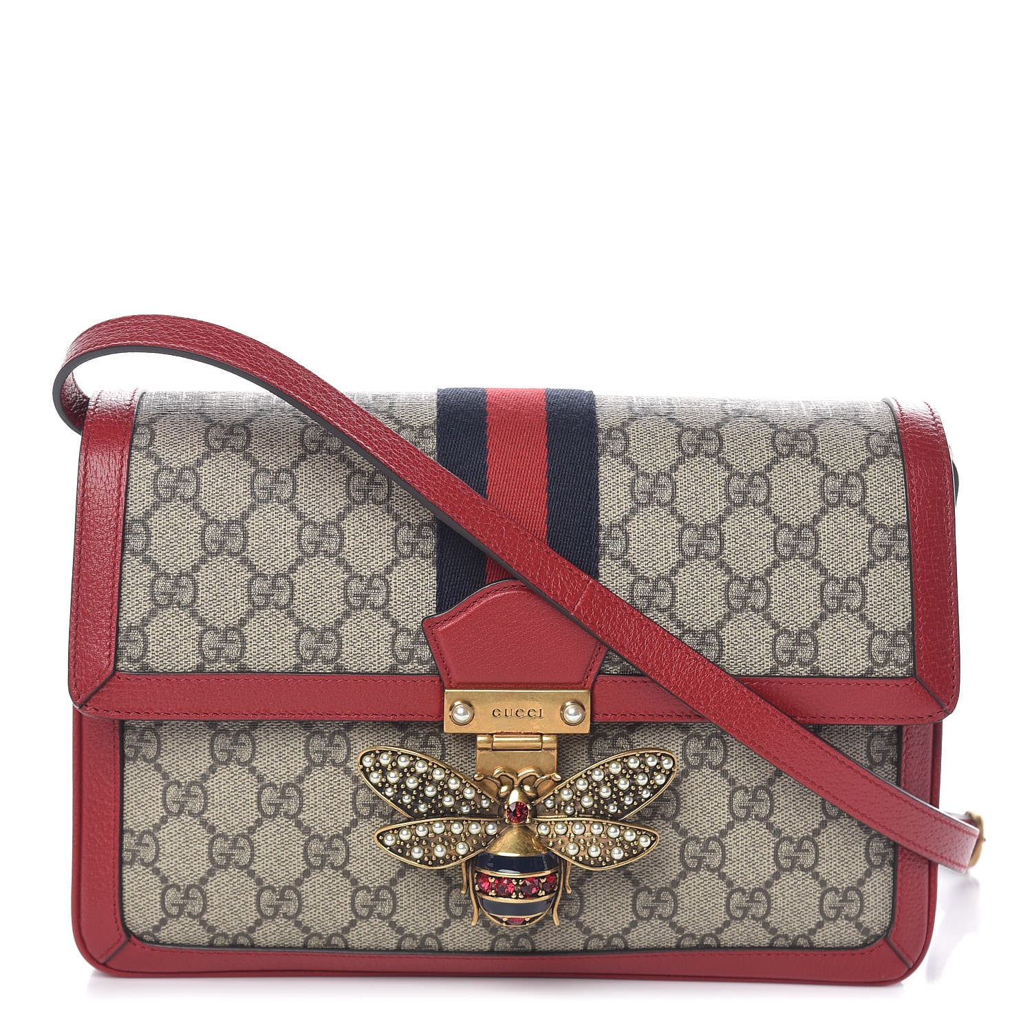 Gucci GG Supreme Monogram Medium Queen Margaret Shoulder Bag Red 1 of 10