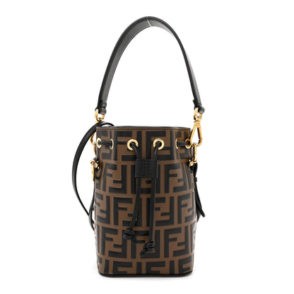 Fendi Vitello Liberty F is Fendi Bi-Color FF 1974 Embossed Mini Mon Tresor Bucket Bag Maya Black 1 of 10