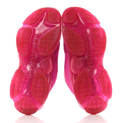 Balenciaga Fabric Mesh Clear Sole Fluo Womens Triple S Sneakers 40 Pink 5 of 8