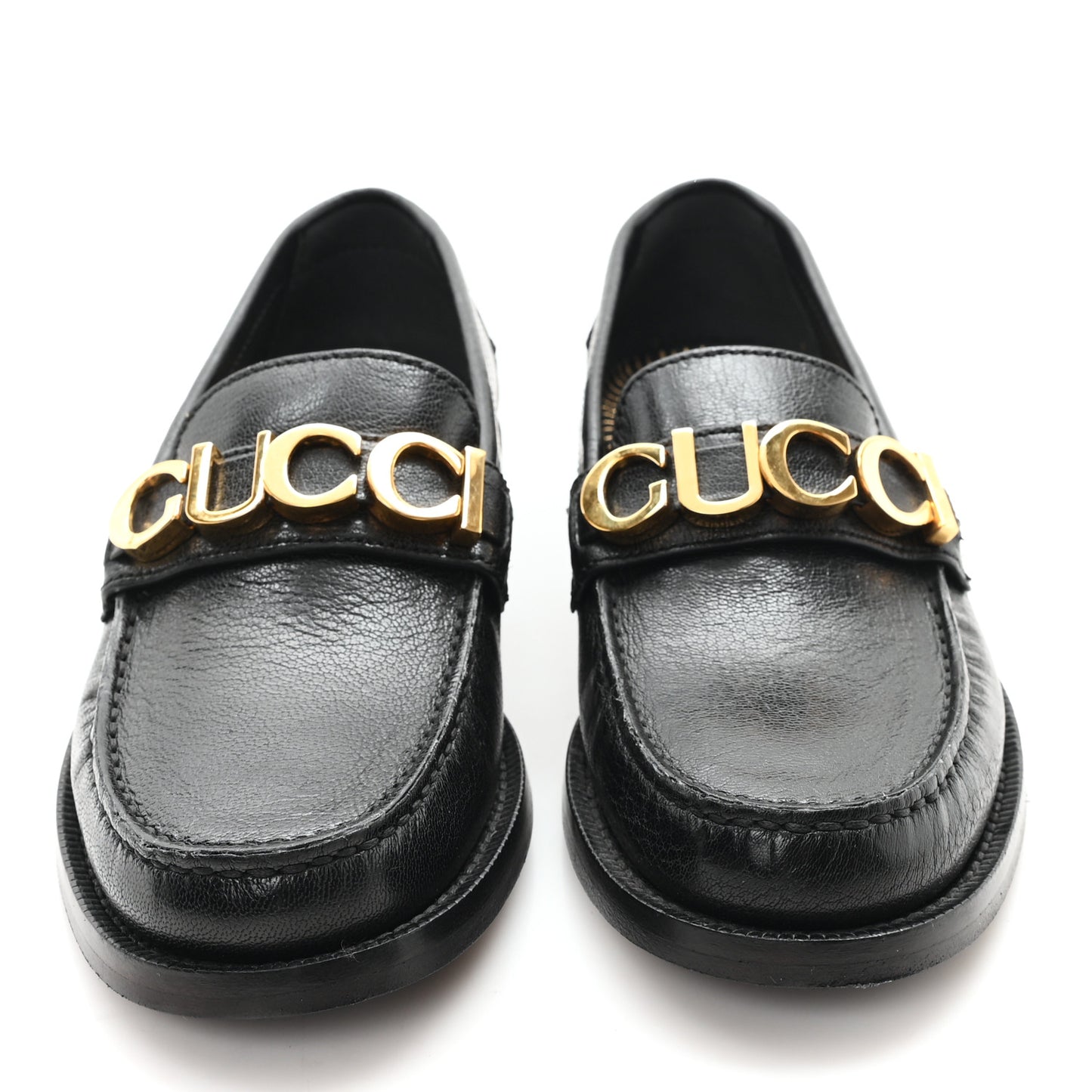 Goatskin Womens Logo 15mm Loafers 35 Black
