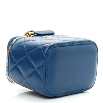 Chanel Lambskin Quilted Pearl Crush Mini Vanity Case With Chain Navy Blue 4 of 9
