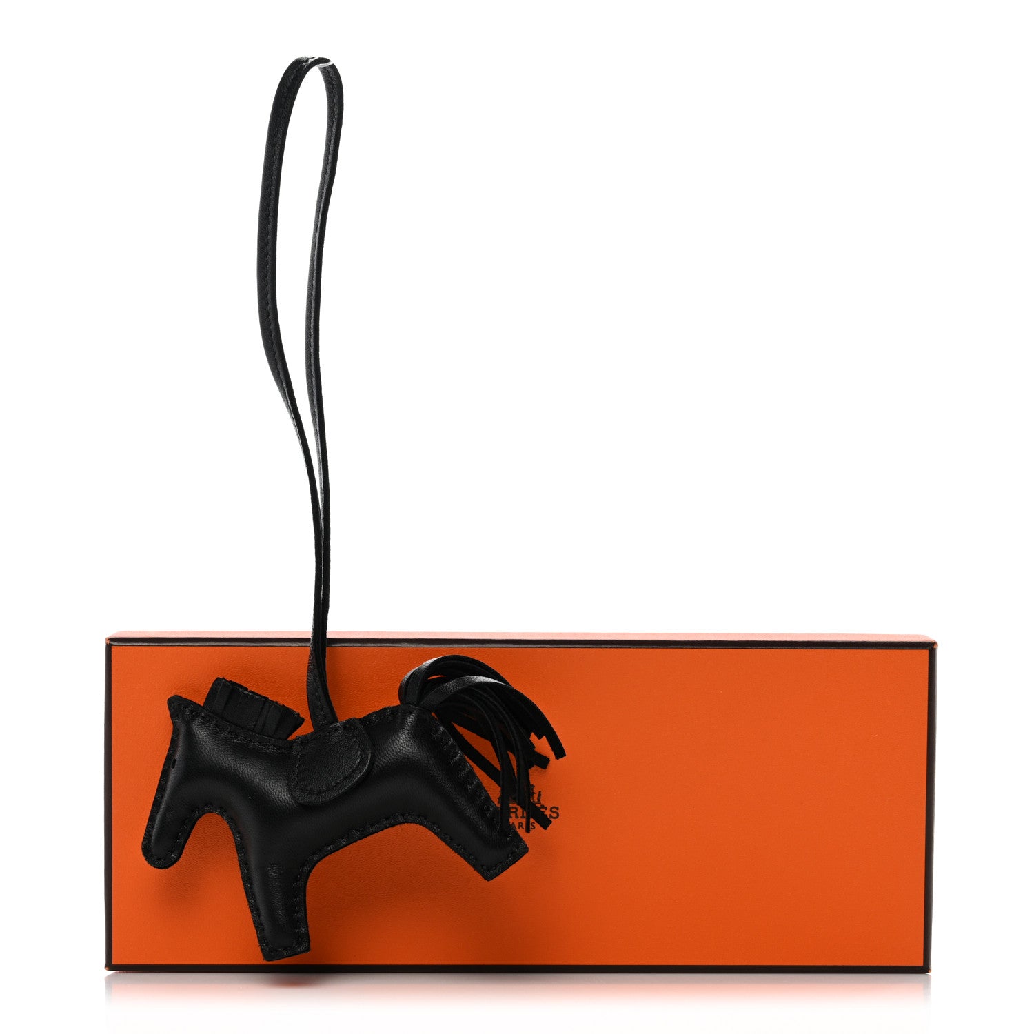 Hermes Milo Lambskin Grigri Rodeo Horse Bag Charm PM So Black 4 of 4