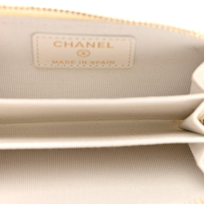 Chanel Lambskin Quilted Chanel 19 Zip Around Coin Purse Wallet White 5 of 8