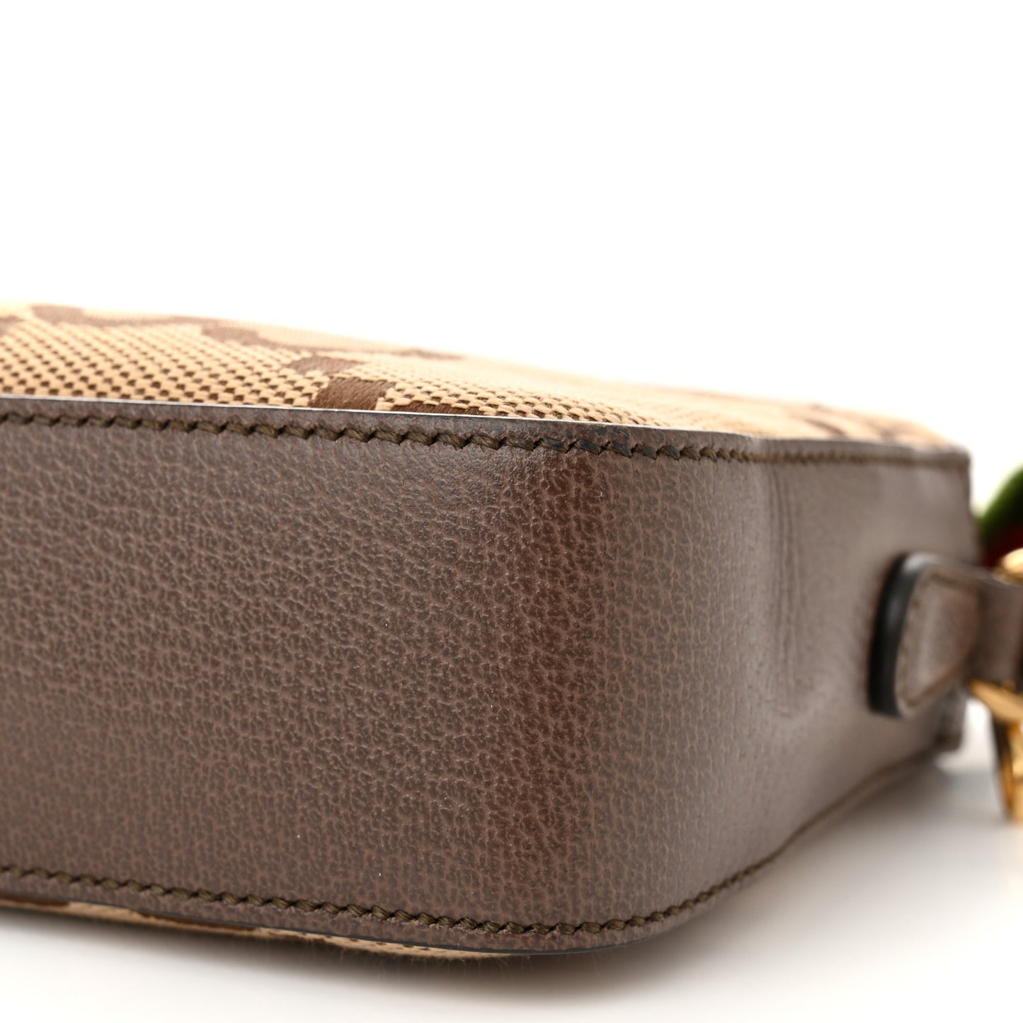 Monogram Jumbo GG Textured Dollar Calfskin Web Messenger Shoulder Bag Camel Ebony New Acero